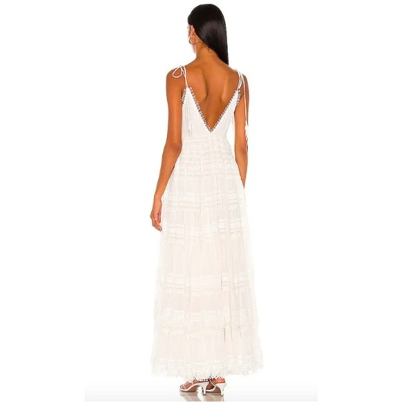NWOT Rococo Sand Cia Tie-Shoulder White Maxi Dress Size Small MSRP $595 - Picture 2 of 10